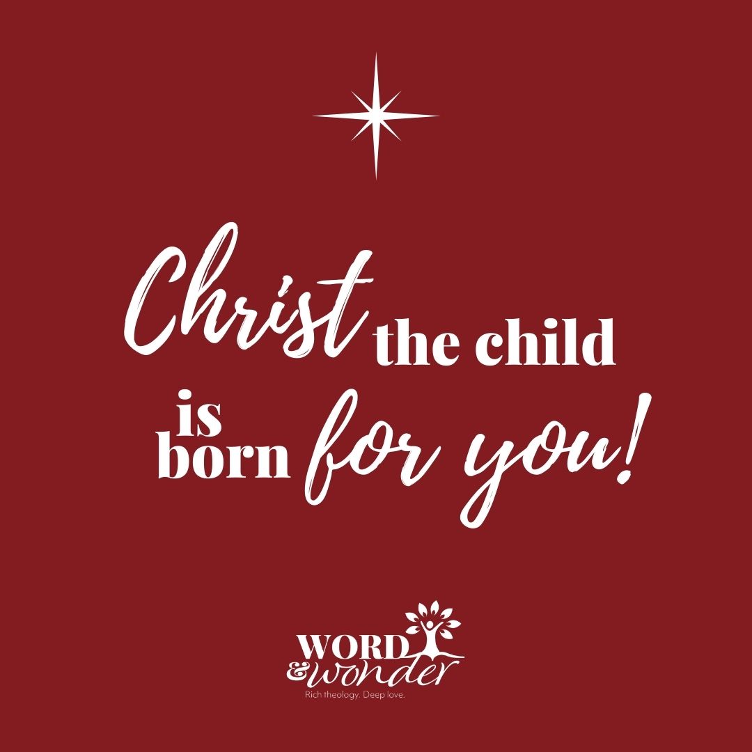 a star stands above a quote from "Infant Holy, Infant Lowly," which says "Christ the child is born for you!"